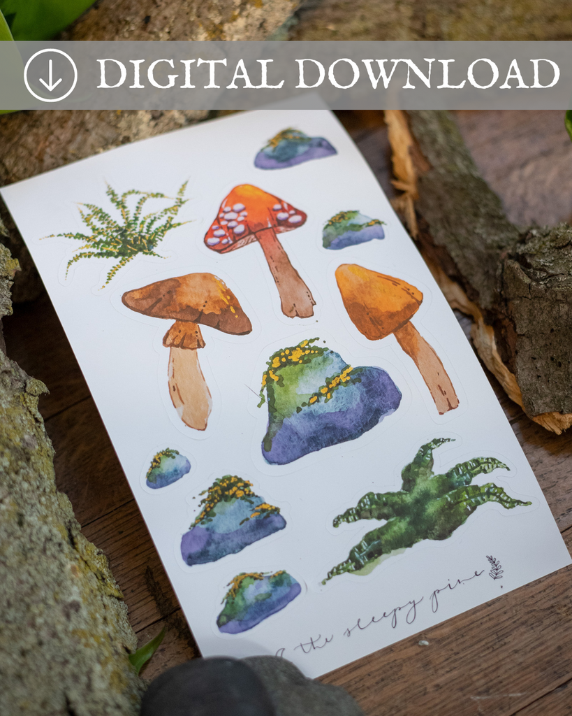 DIGITAL DOWNLOAD | Rocks and Mushrooms Sticker Sheet