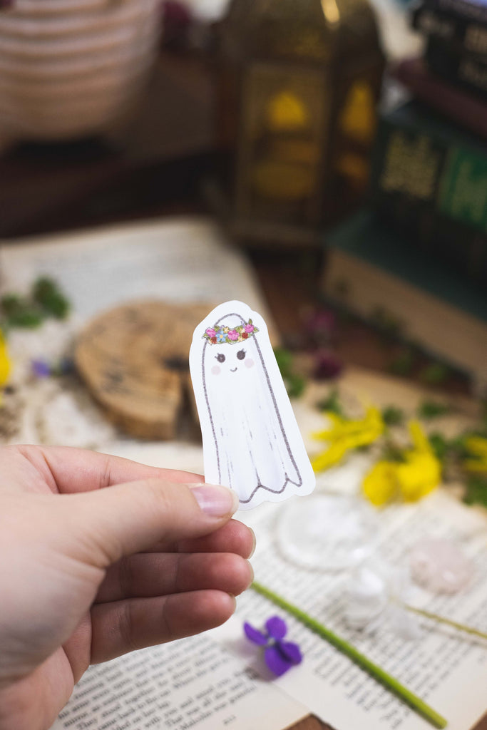 Ghostie with a Flower Crown Sticker