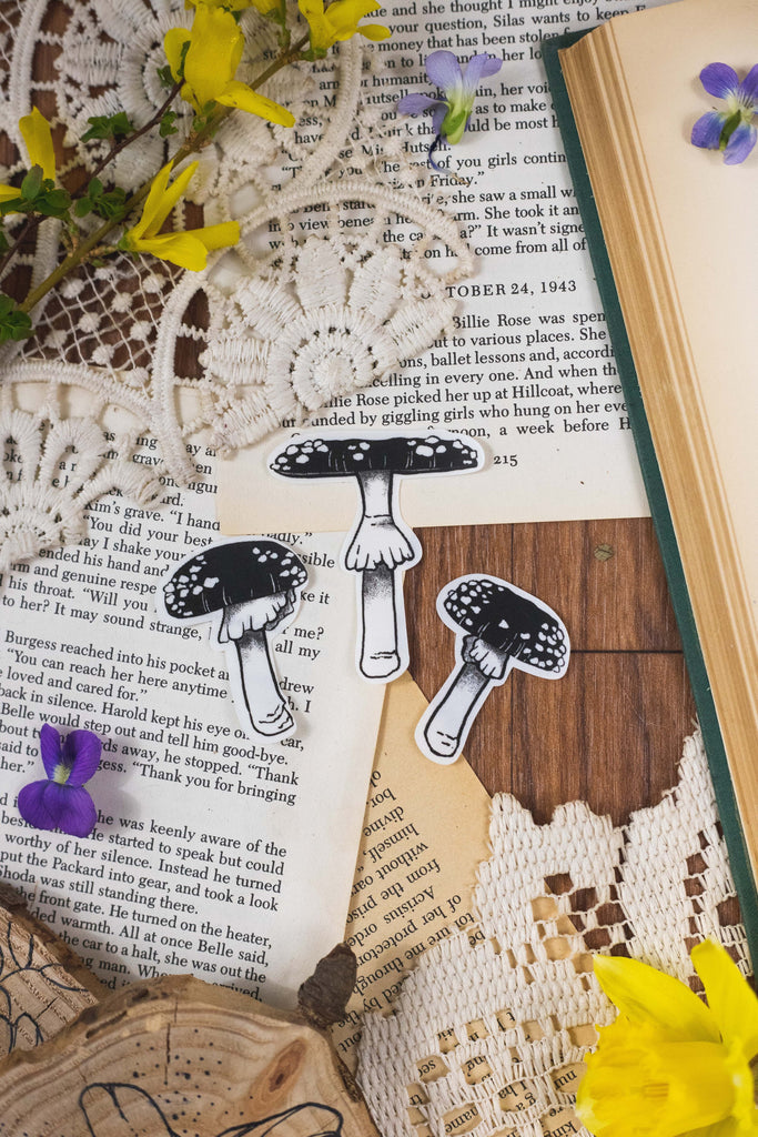 Mushrooms Set of 3 Foiled Stickers
