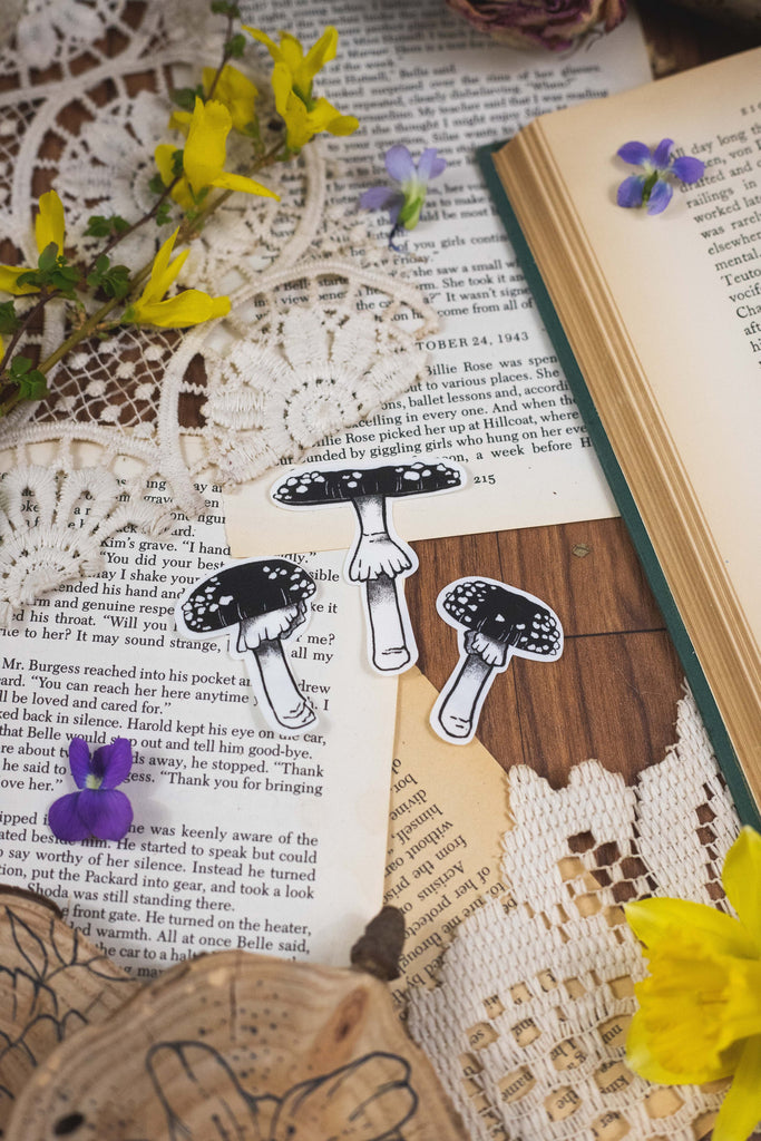 Mushrooms Set of 3 Foiled Stickers