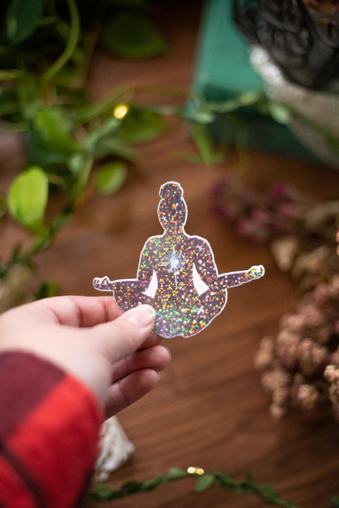 Holographic Meditating Lady Sticker