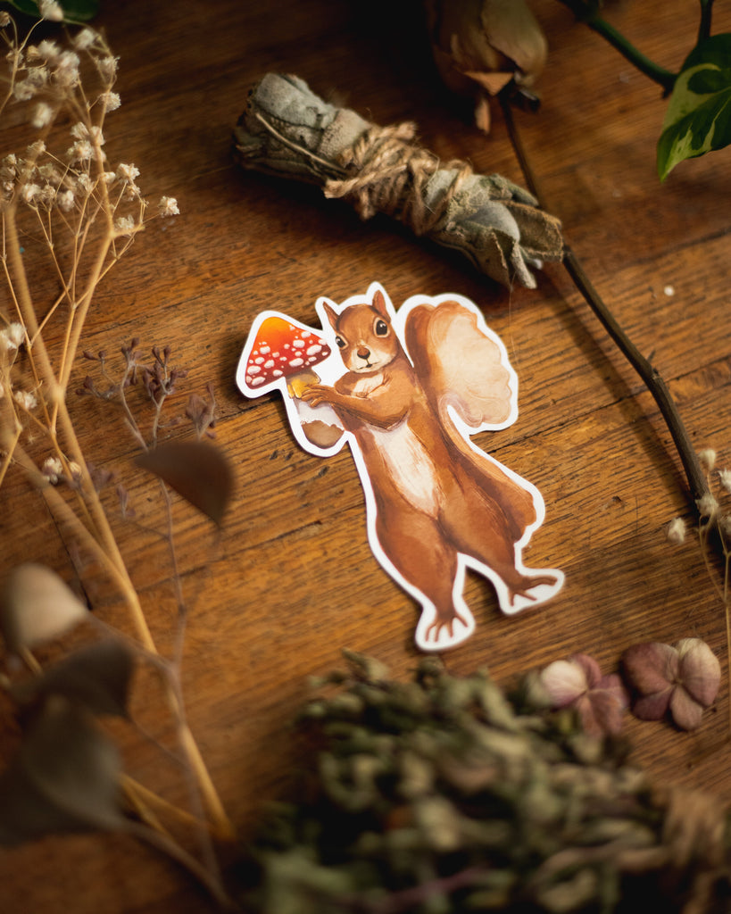 Mushroom Squirrel Sticker