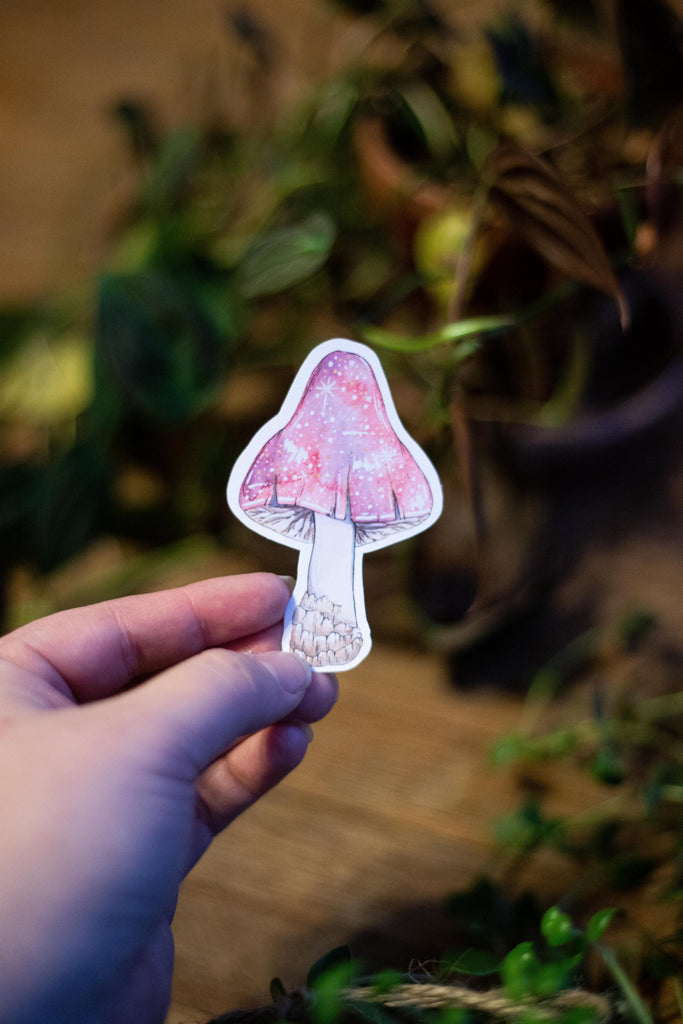 Pink Cosmic Mushroom Sticker